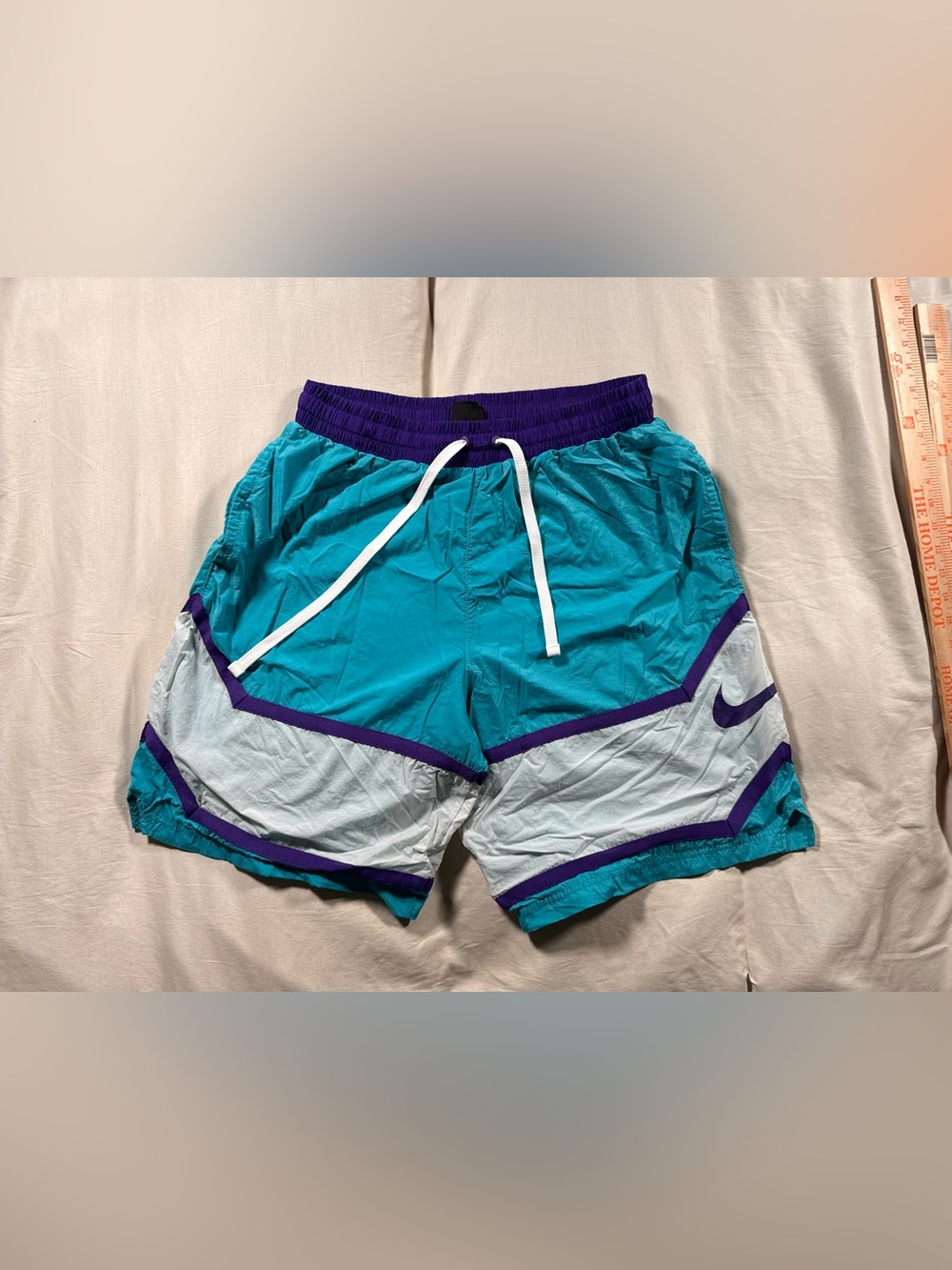 Nike Throwback Teal And Purple Basketball Shorts Retro X-Large Rare Y2K